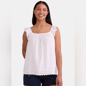 NWT - Time and Tru - White Tank Top with Flutter Sleeves - Size: L